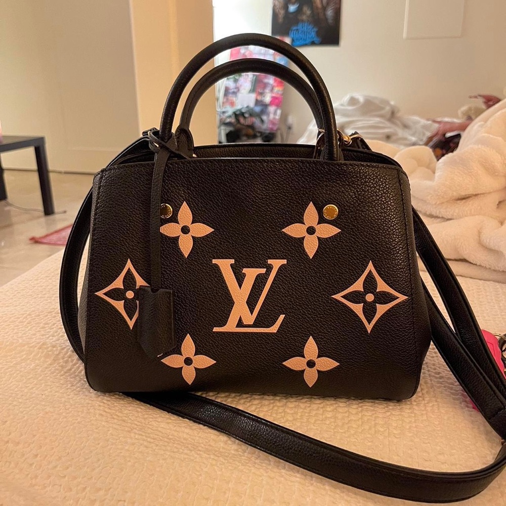 Louis Vuitton Empreinte Monogram Giant Montaigne BB Black Beige